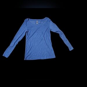 Large Next Level Apparel Women's Heather Blue Long Sleeve Tee